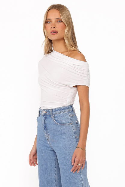 Jacki Asymmetric Top - White