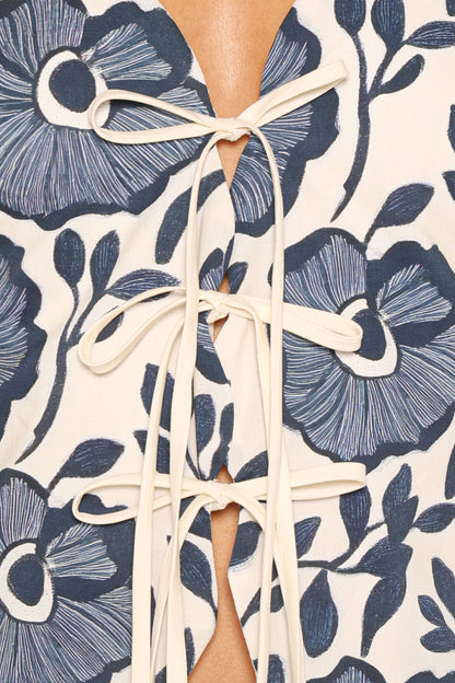 Jensen Scallop Hem Top - Blue Floral