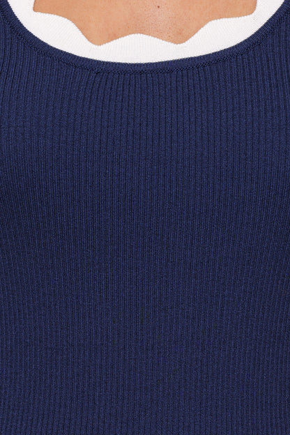 Johnson Scalloped Trim Tank - Navy White