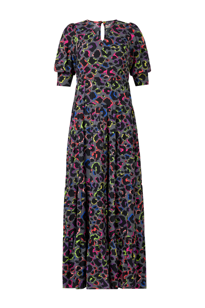Grey with Rainbow Shadow Leopard Maxi Dress
