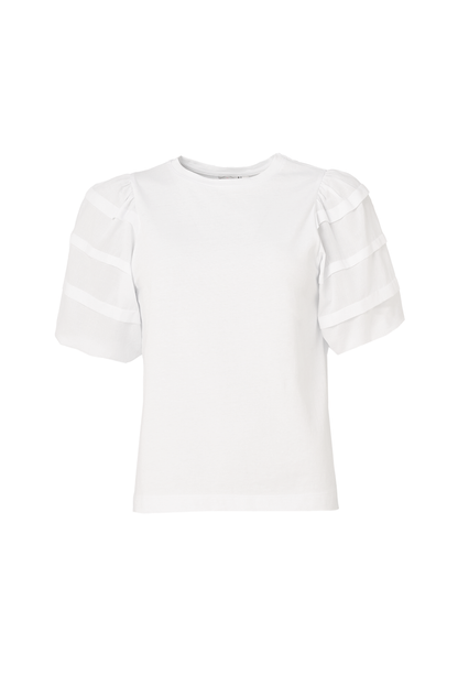 White Pintuck Sleeve T-Shirt
